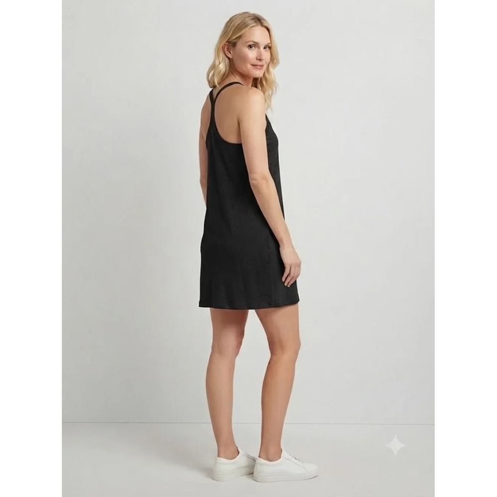 J. Crew Relaxed Tank Slub Cotton Dress In Black Women's Size M